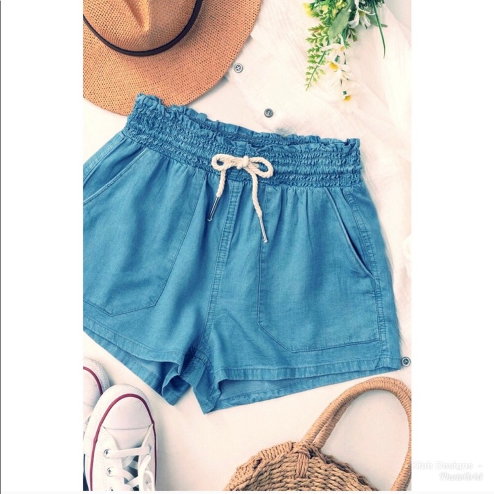 🔥S 2/4 13" flat boutique Chambray Shorts nwt - Picture 5 of 8
